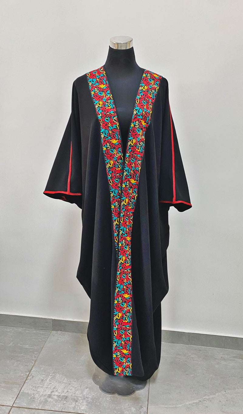 Colorful Calligraphy on Black Abaya