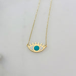 White Evil Eye with Lashes Necklace