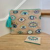 Blue Evil Eye Embroidered Pouch