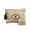 Black & Gold Evil Eye Embroidered Pouch