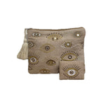 Bronze & Gold Evil Eye Embroidered Pouch