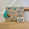 Blue Evil Eye Embroidered Pouch