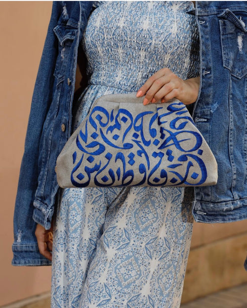 Blue Embroidered Handbag