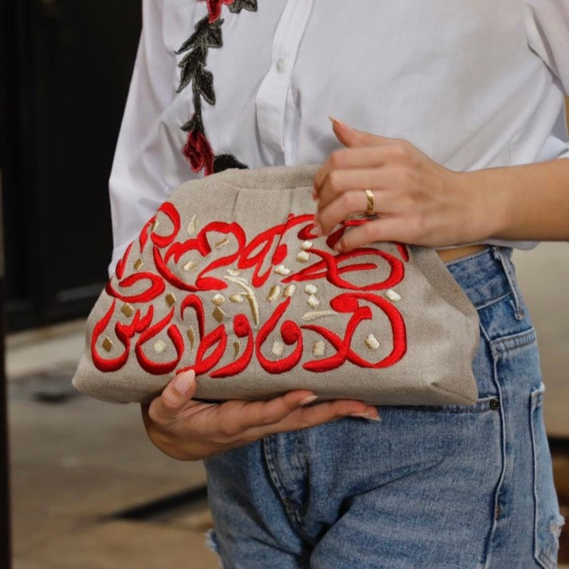 Red Embroidered Handbag