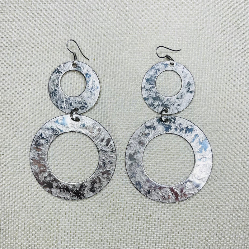Double Circle Steel Earrings
