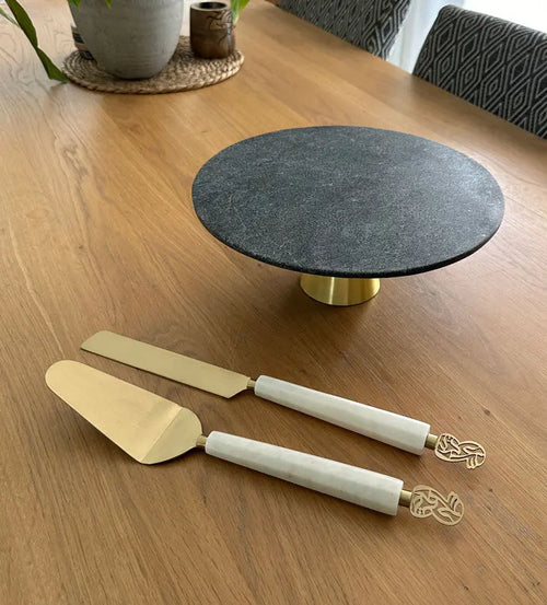 Calligraffiti Cake & Knife Servers (set of 2)