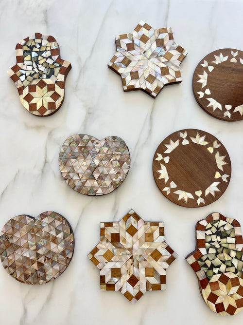 Mother of Pearl Star Coasters (Set of 2)