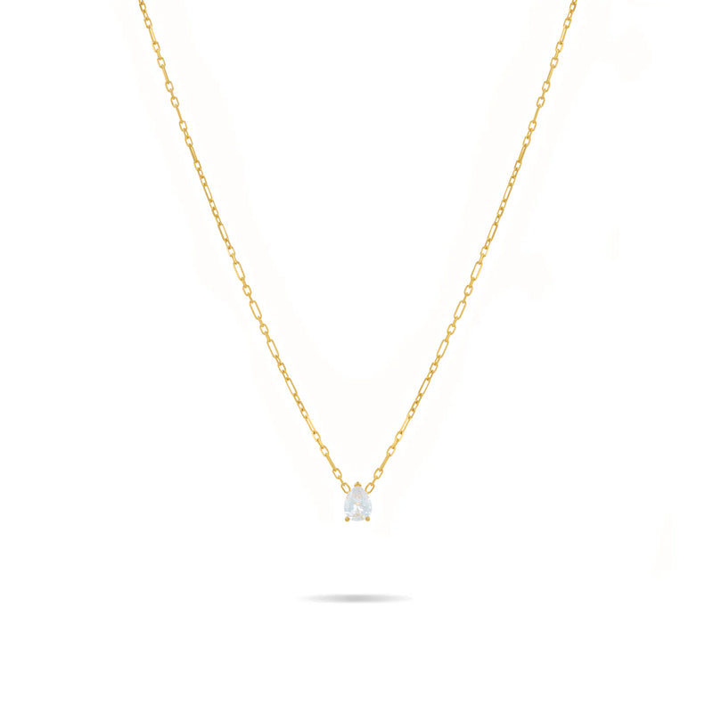 One Teardrop Thin Paperclip Link Chain Necklace