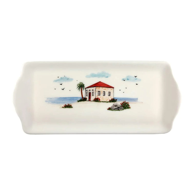 Traditional Lebanese Beach House Hand Painted Ceramic Tray