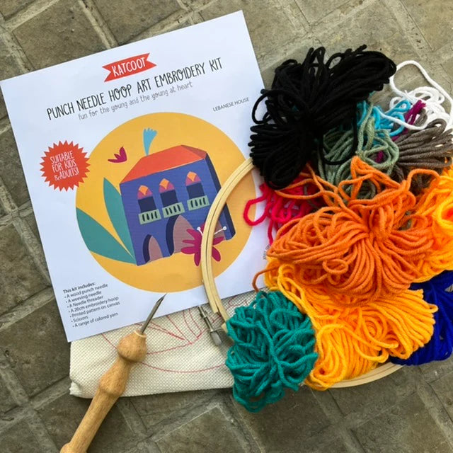 Punch Needle Embroidery Hoop Kit - Lebanese House II