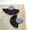 Crochet Disc Tassel Earrings - Grey & Black - Fouxx.com